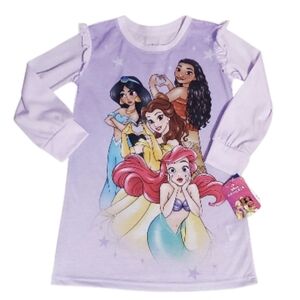 NWT Disney Princess Kids Girl's Long Sleeved Nightgown Pajamas XS 4/5